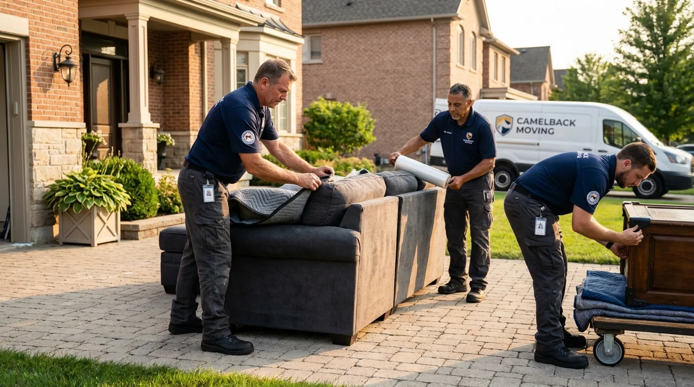 Large estate moving crew wrapping furniture in Grambling, LA